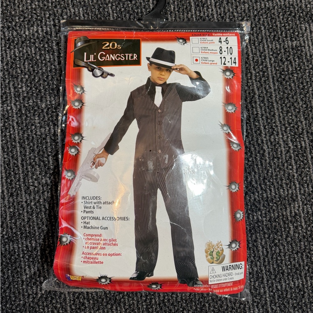 20s Lil Mob Gangster Child Costume Large 12-14 New
